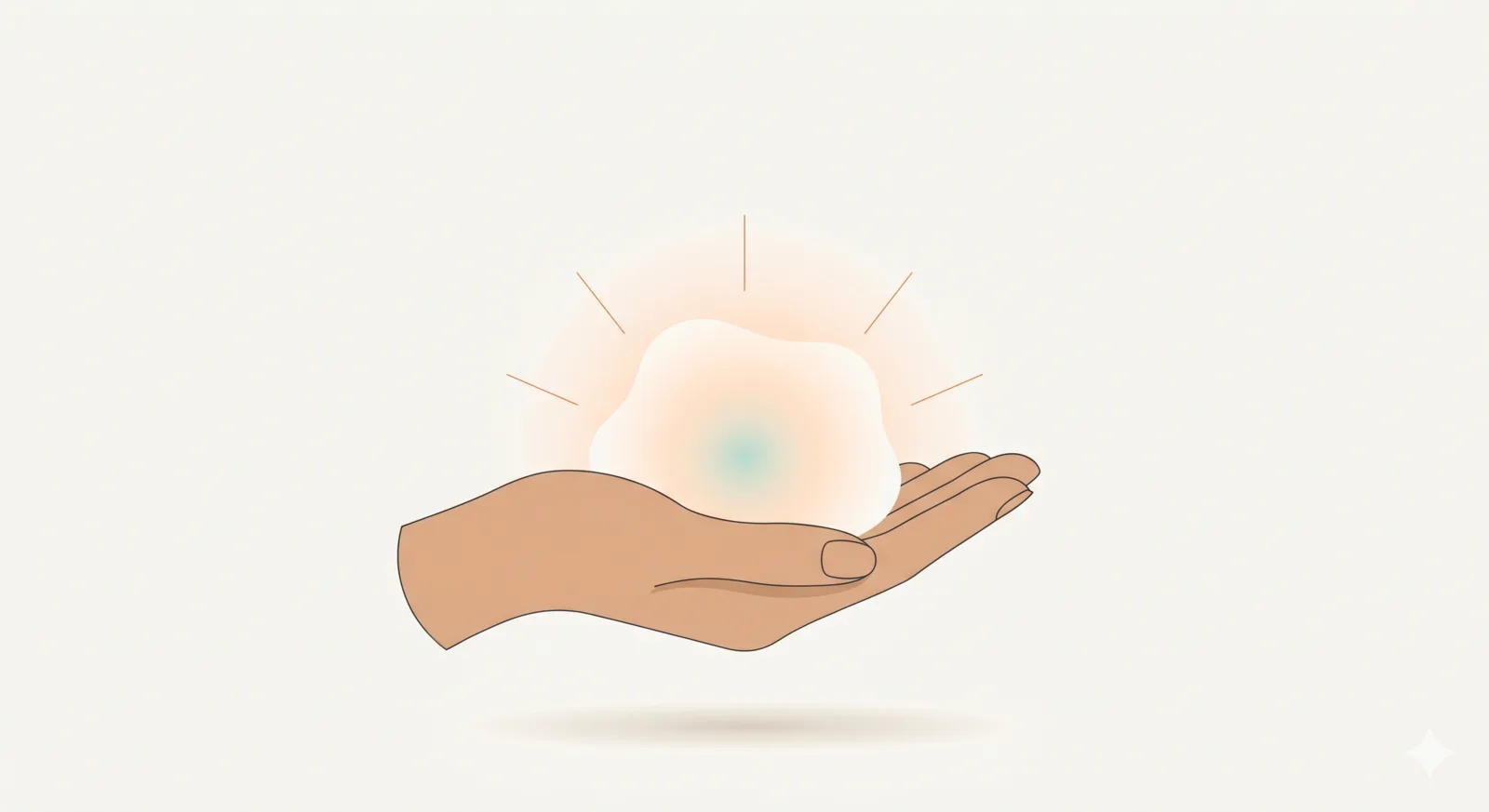 An open hand holding a warm light — help offered without conditions