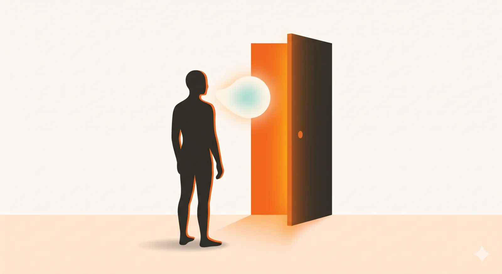 A person standing at a threshold, finding their voice